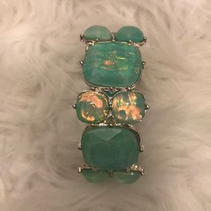 Teal iridescent stretch stone bracelet